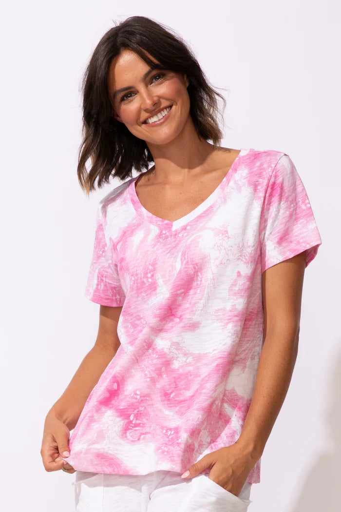 Peruvian Cotton Ocean Marble Tee - Cosmo