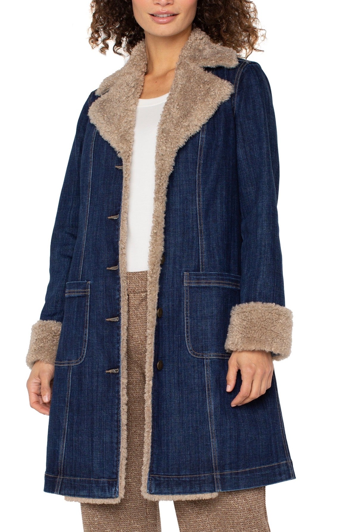 Sherpa Denim Trench Coat