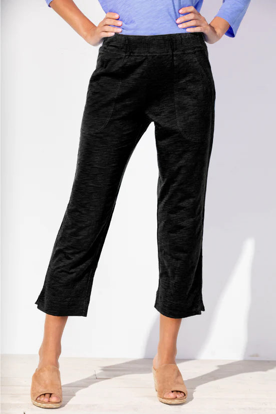 Cotton Slub Pocket Capri - Black