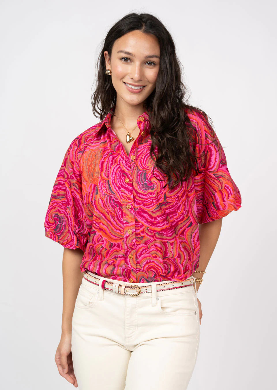 Pouf Sleeve Camp Shirt