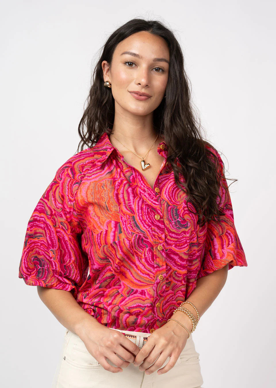 Pouf Sleeve Camp Shirt