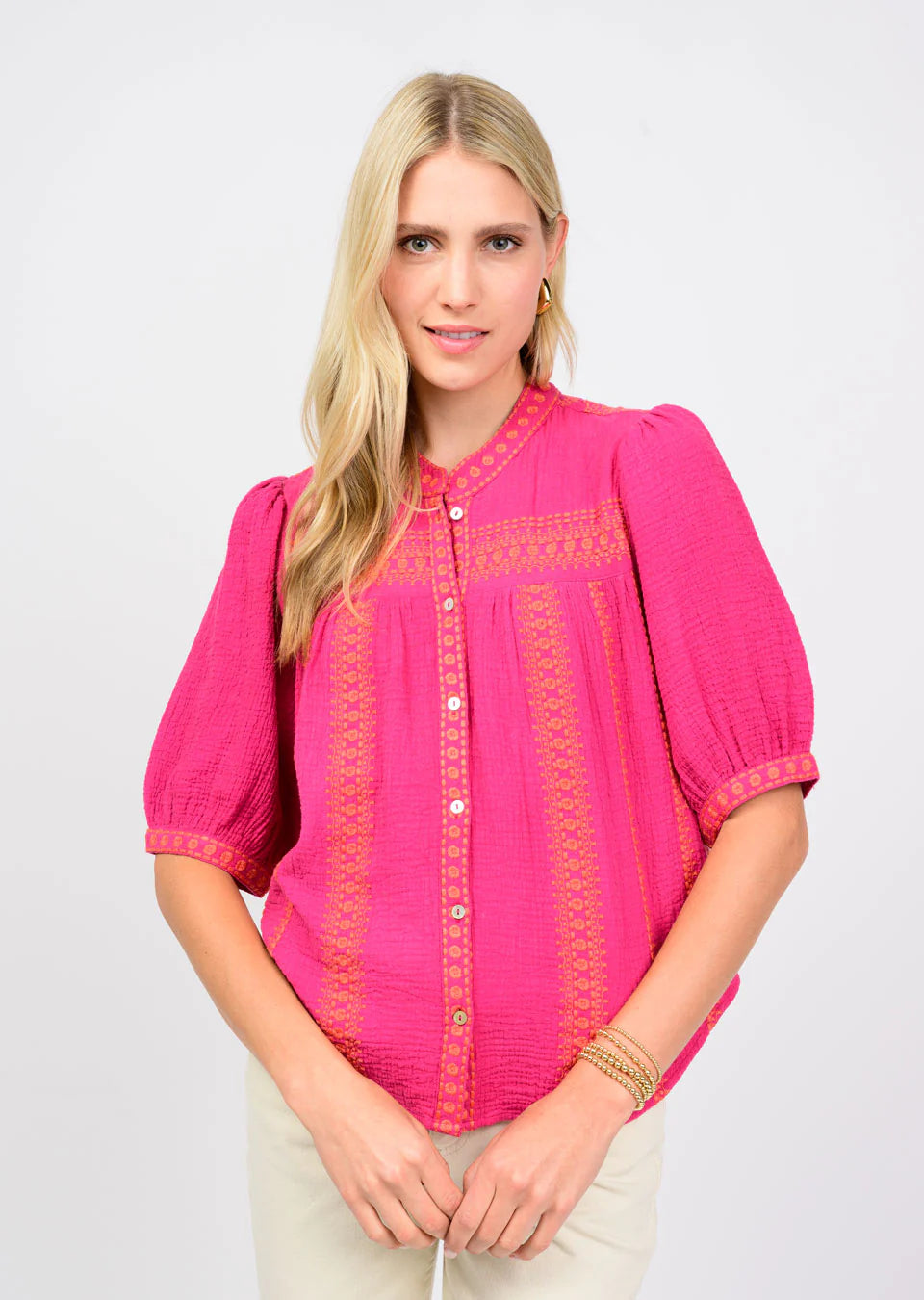 Heavily Embroidered Gauze Top