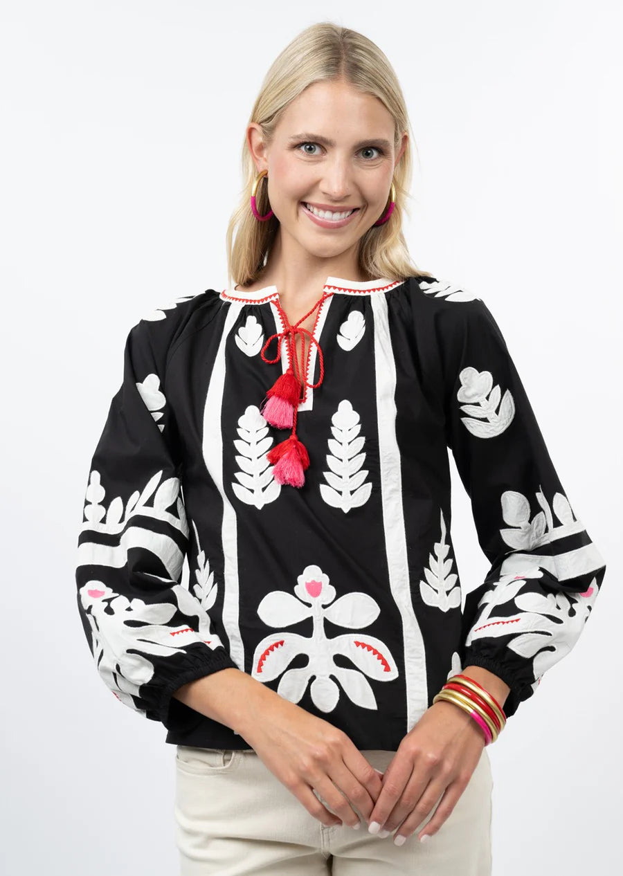 Ivy Jane Applique Top Black
