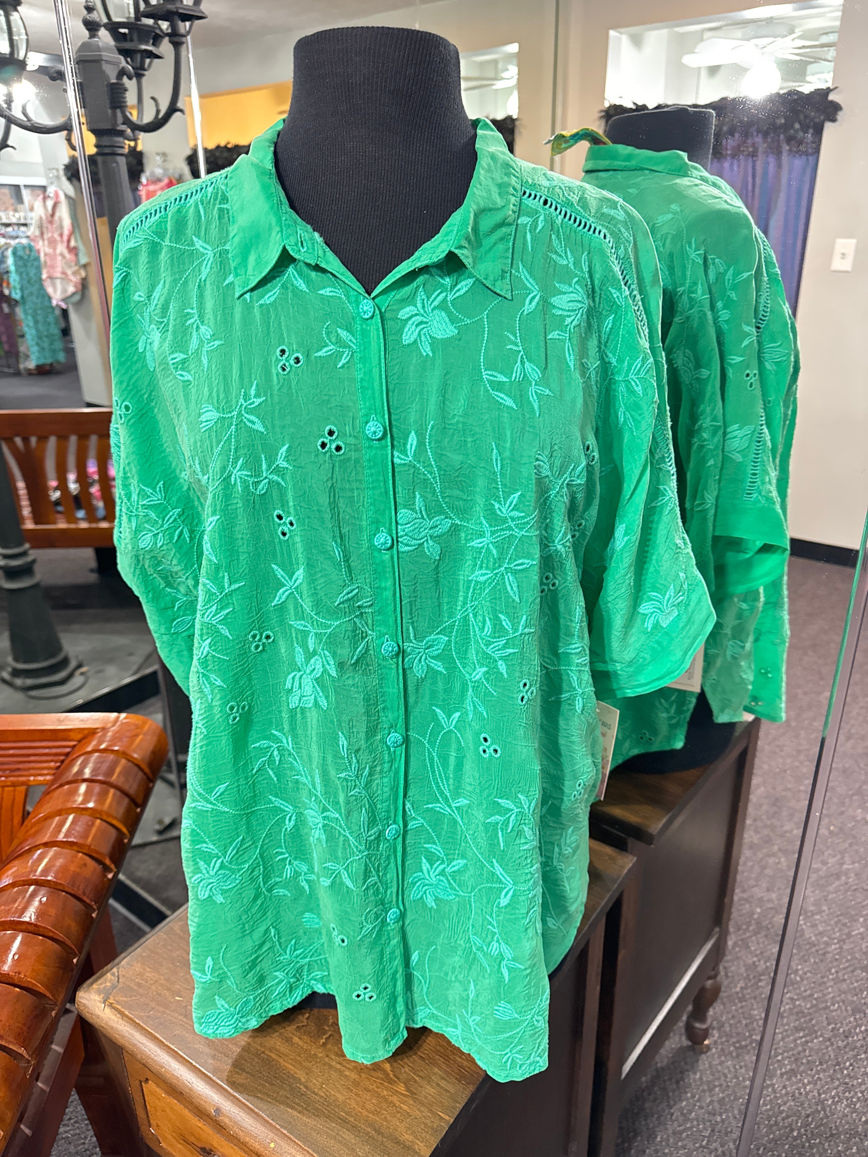 Johnny Was Audrey Short Sleeve Top - Bright Green