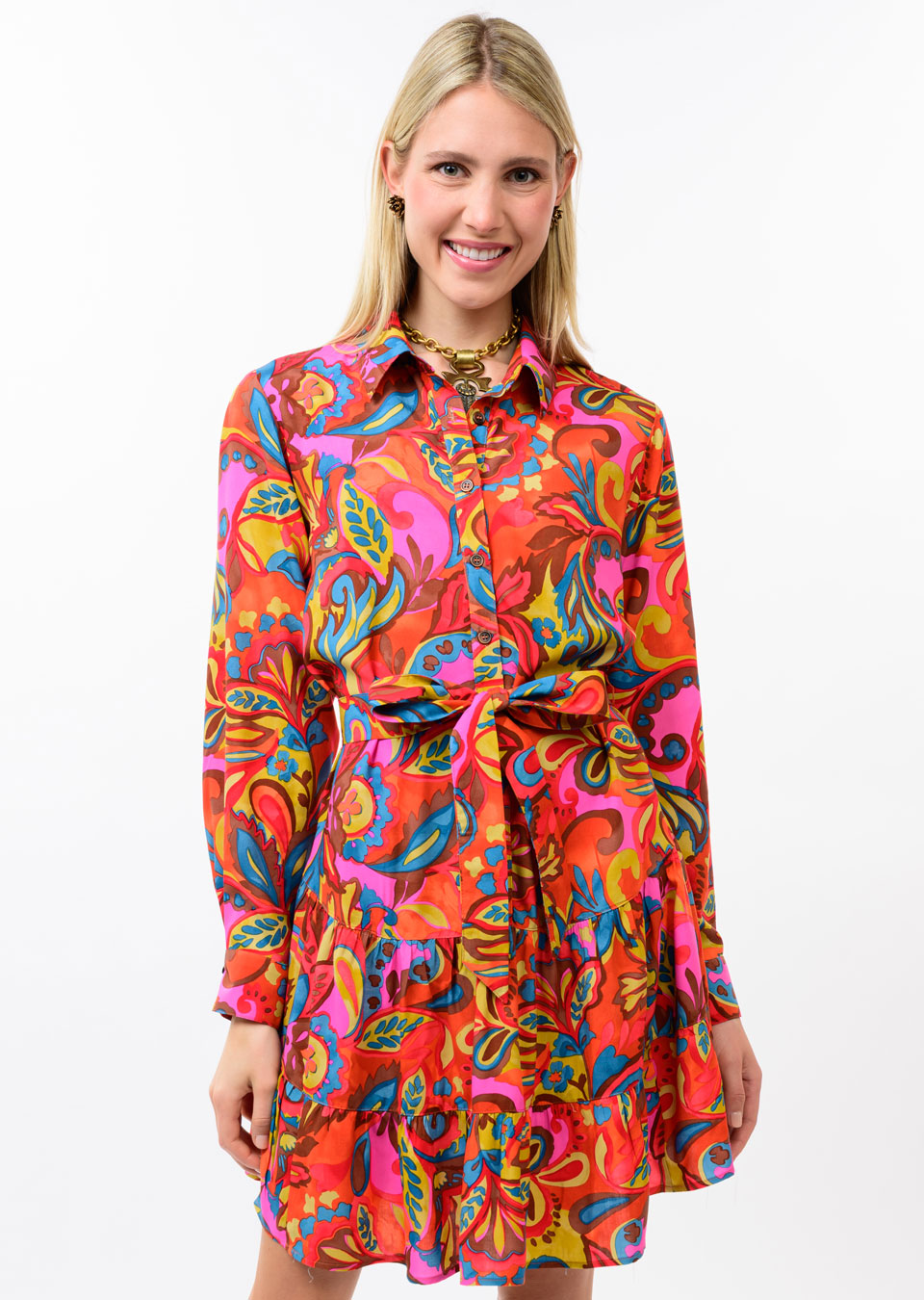 Uncle Frank Flounce Hem Shirt Dress