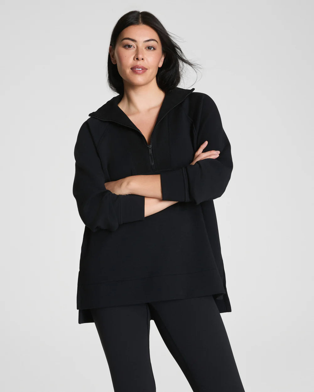 Spanx AirEssentials® Brushed Half Zip Tunic - Black