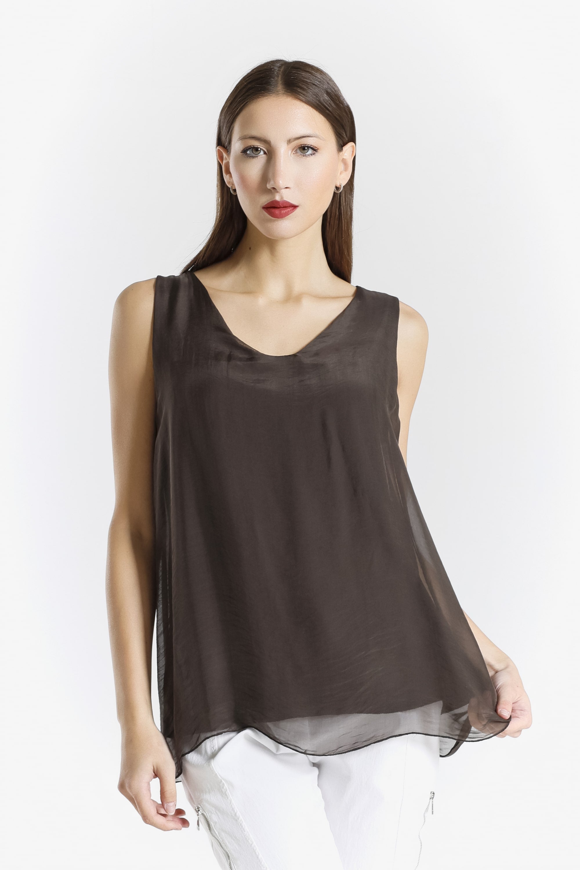 Dina Silk V-Neck Tank