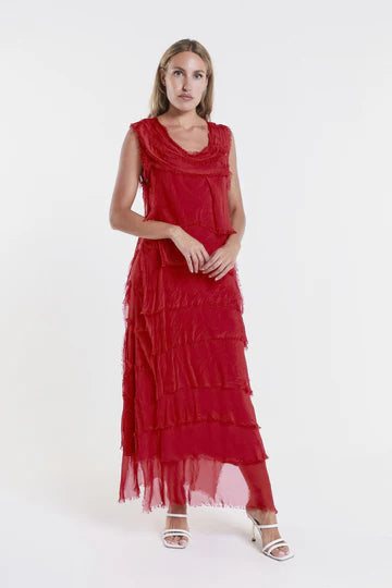 Aleena Silk Maxi Ruffle Dress