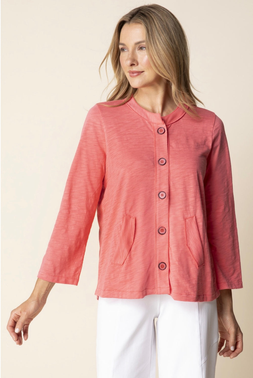 Pebble Pleat Jacket - Coral