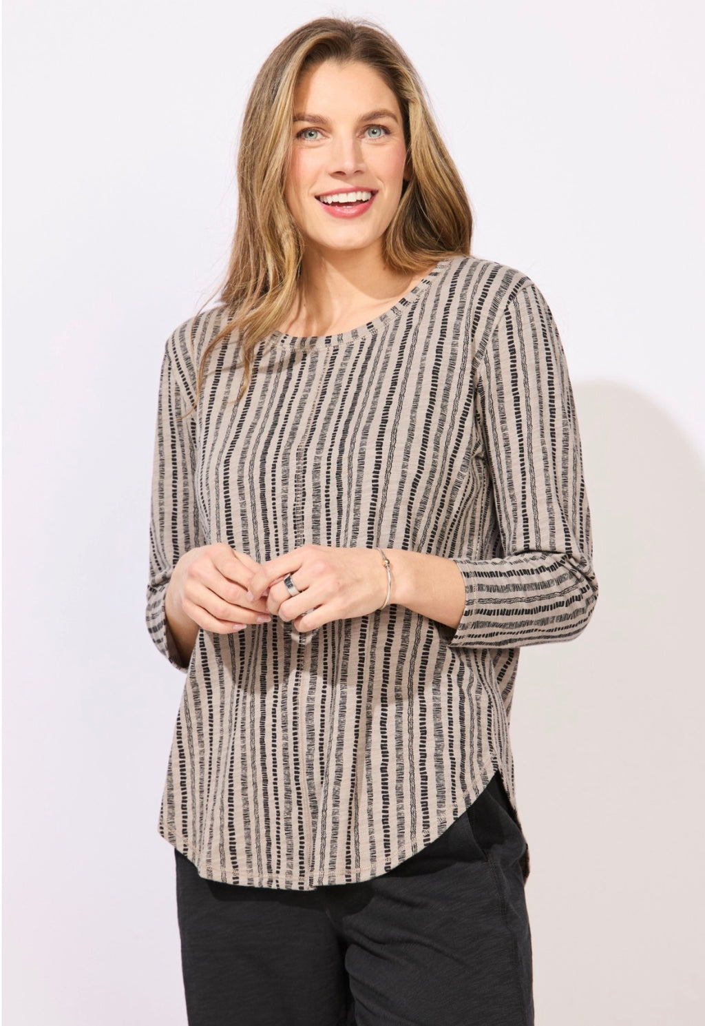 Escape Canyon Stripe High Lo Seamed Tee