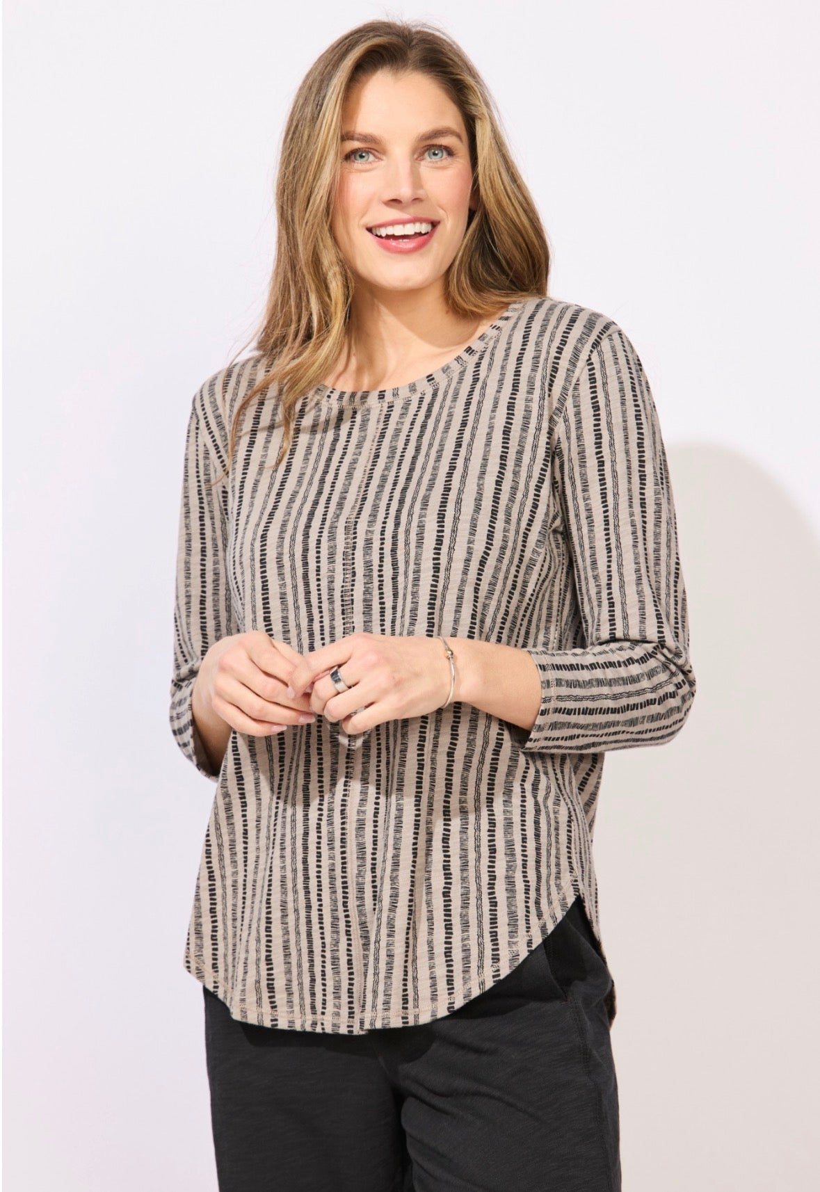 Escape Canyon Stripe High Lo Seamed Tee