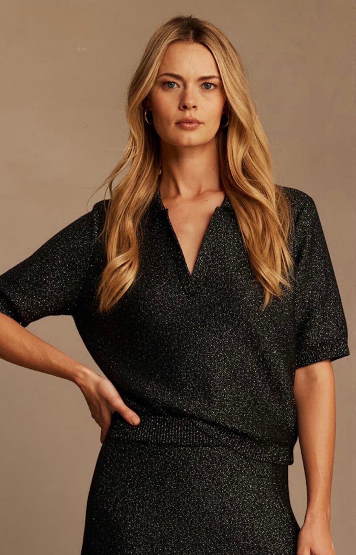 Nic+Zoe Anytime Sequin Polo