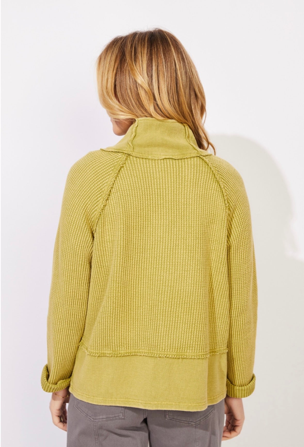 Escape Mixed Waffle Mock Neck