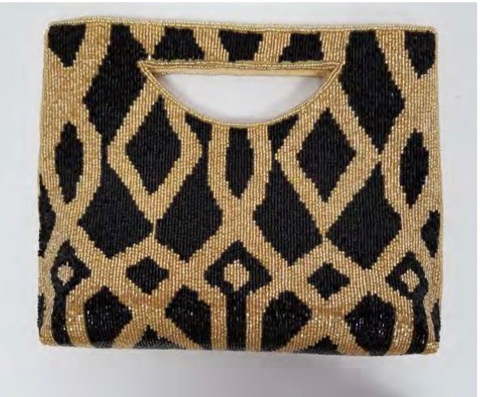 Black and Gold beaded clutch