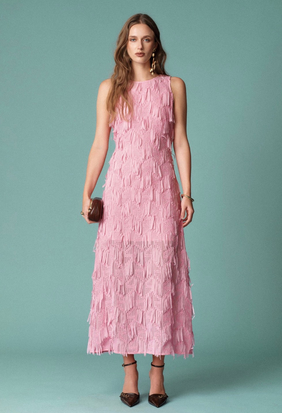 Endless Rose Ribbon Fringe Sleeveless Dress