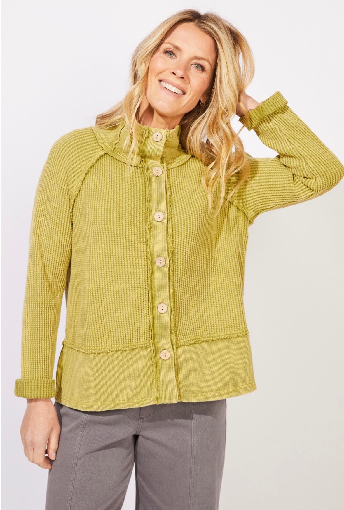 Escape Mixed Waffle Mock Neck