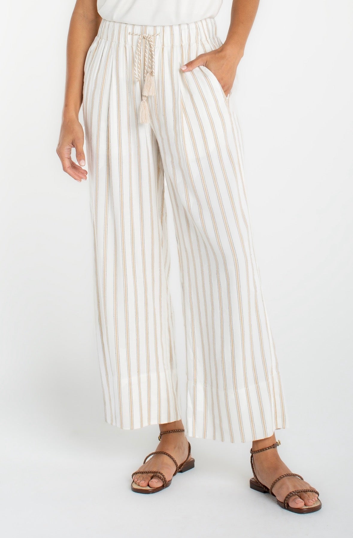 Stripe Pull On Wide Leg
