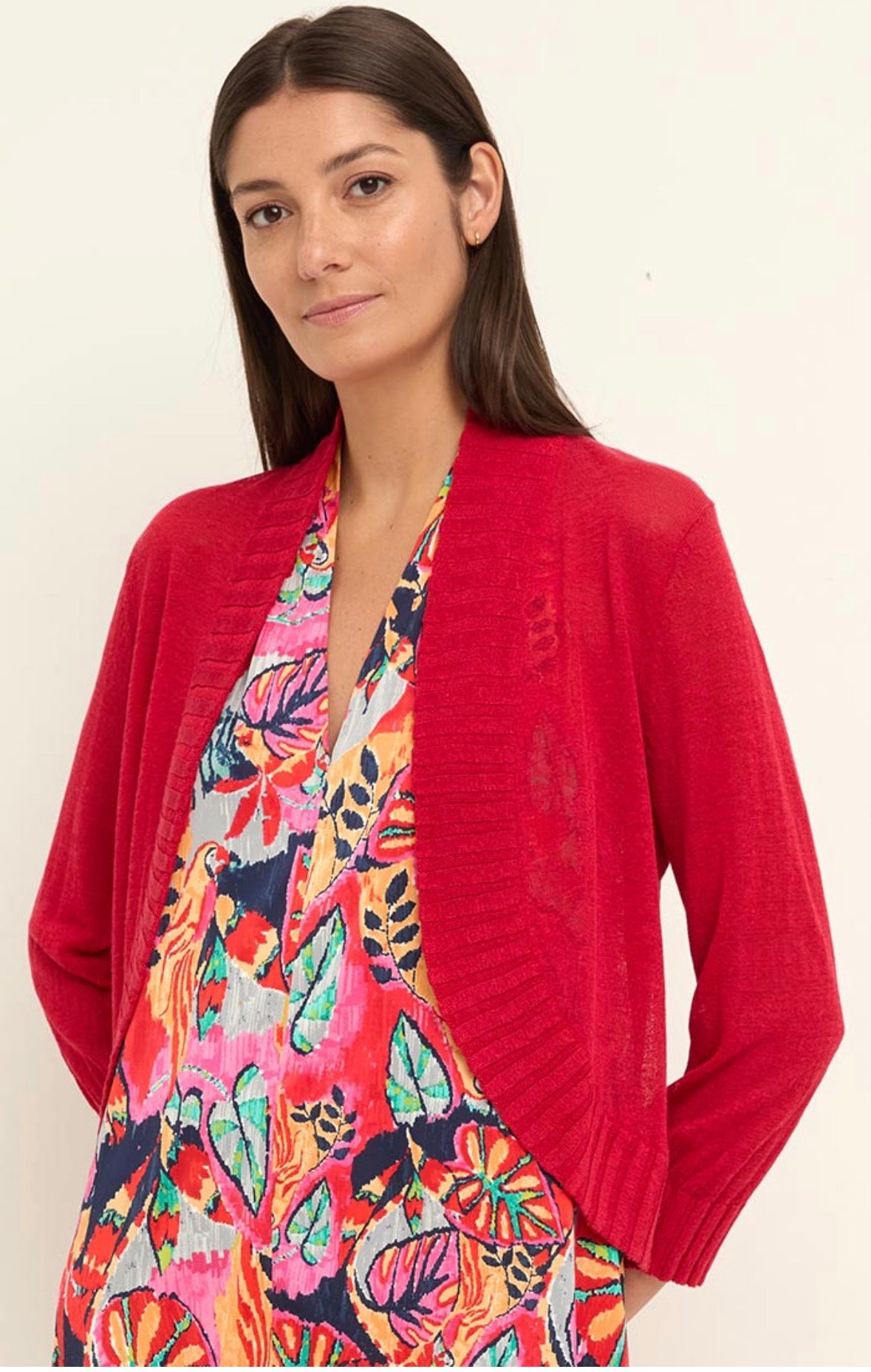 Nic + Zoe Bolera Cardigan Red