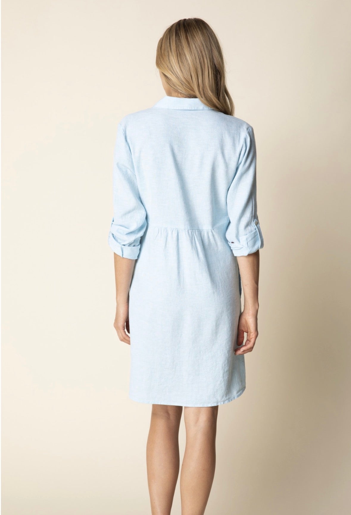 Linen Shirt Dress - Topaz