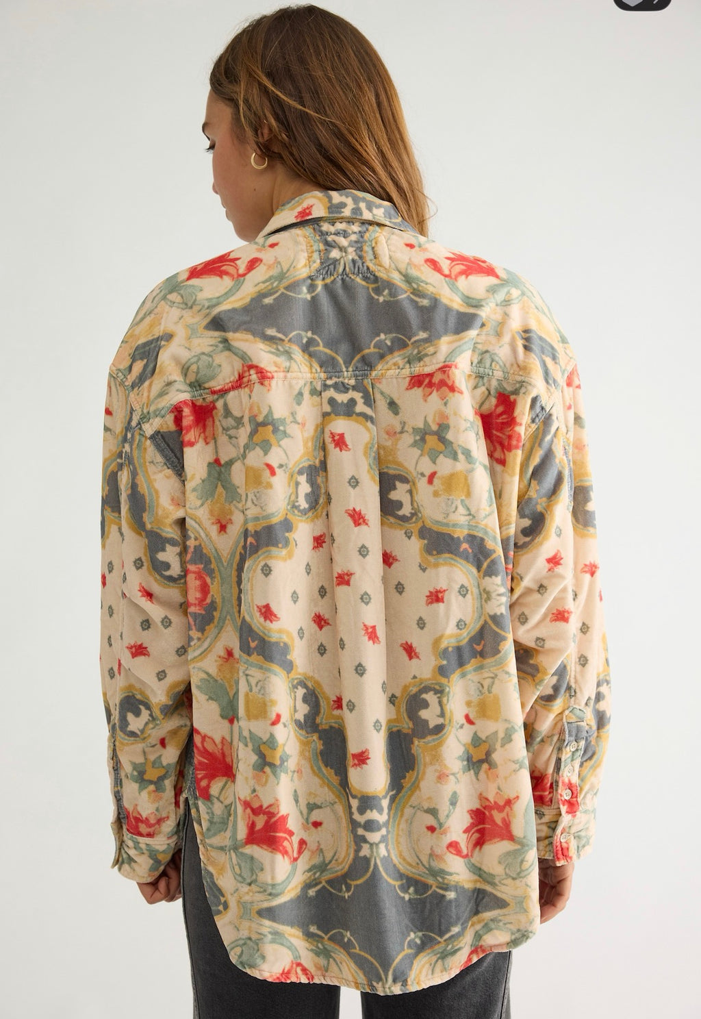 Alexi Printed Velvet Button Down