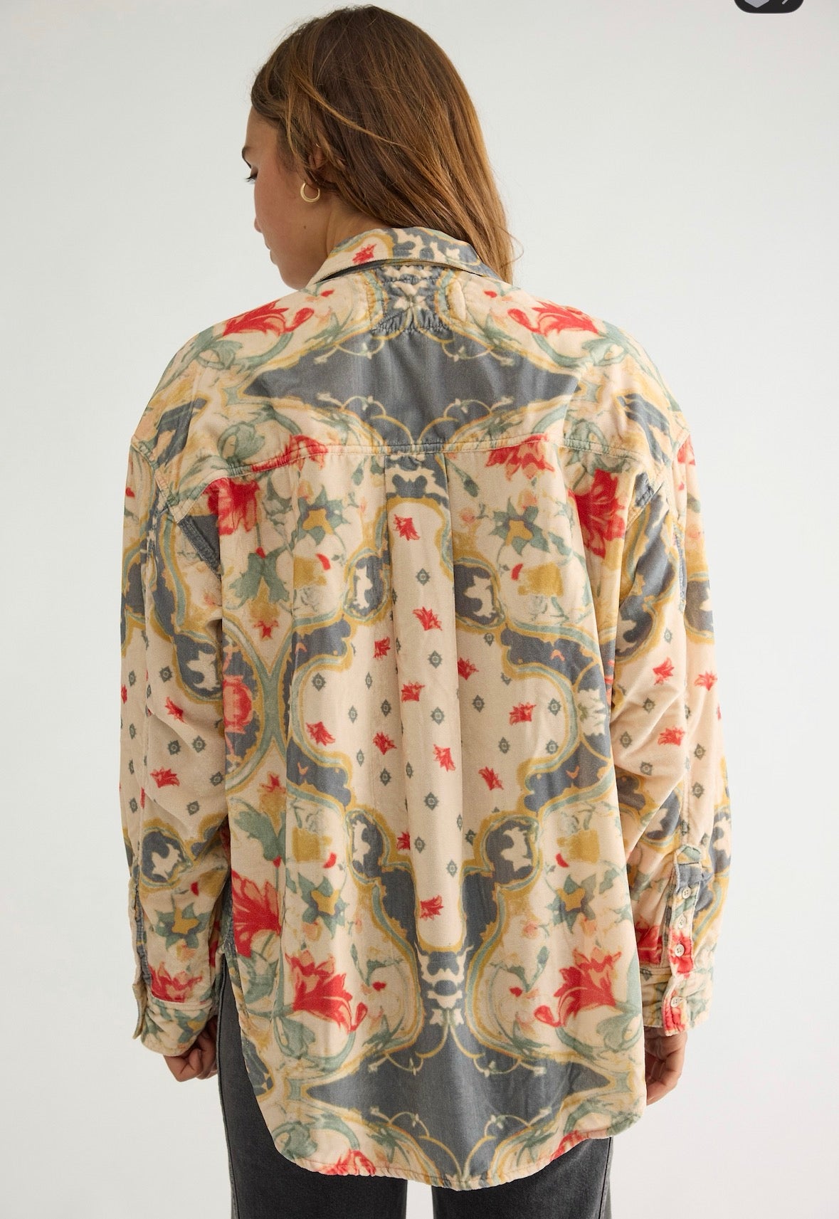 Alexi Printed Velvet Button Down