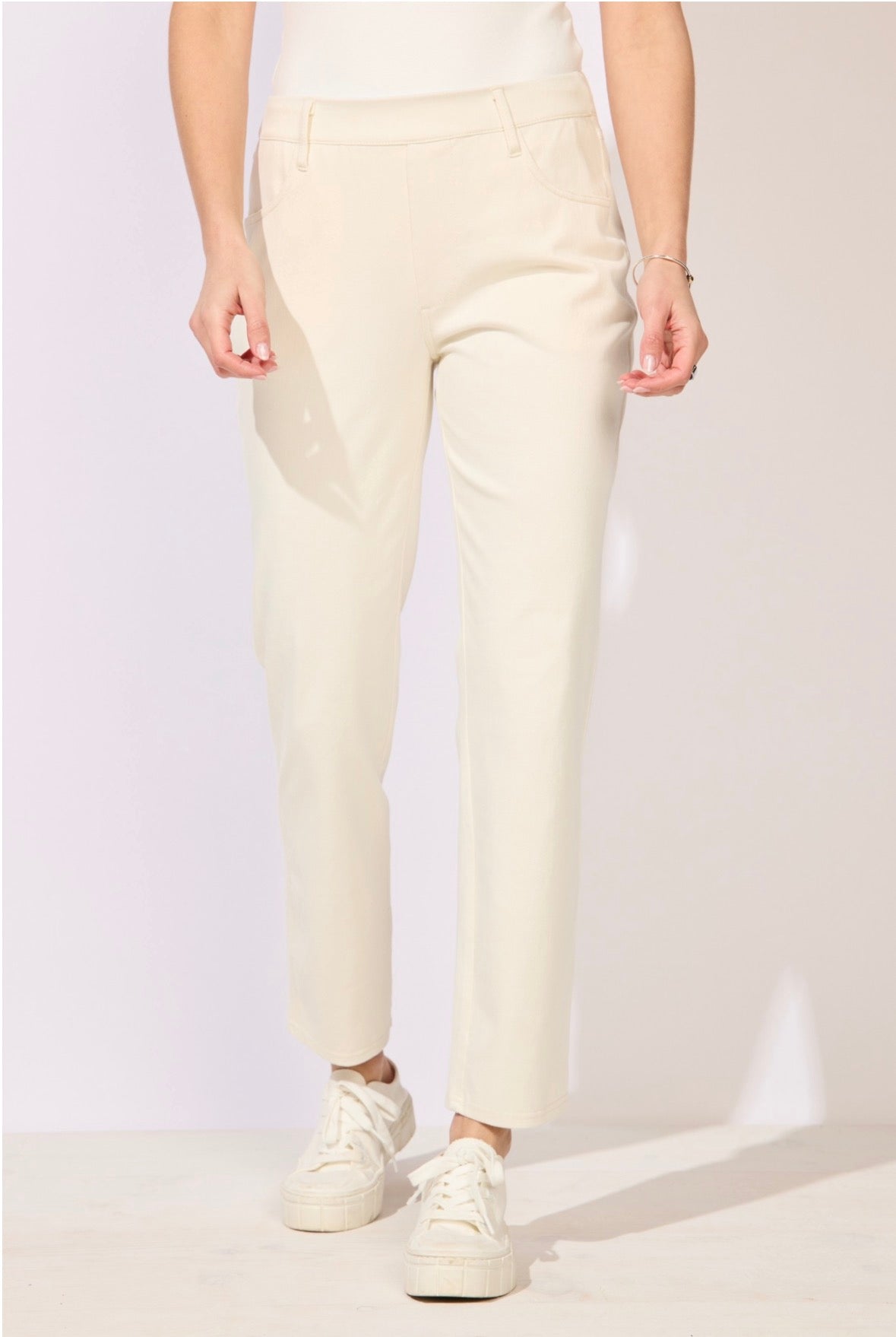 Pearl Knit Denim Straight Leg Pant