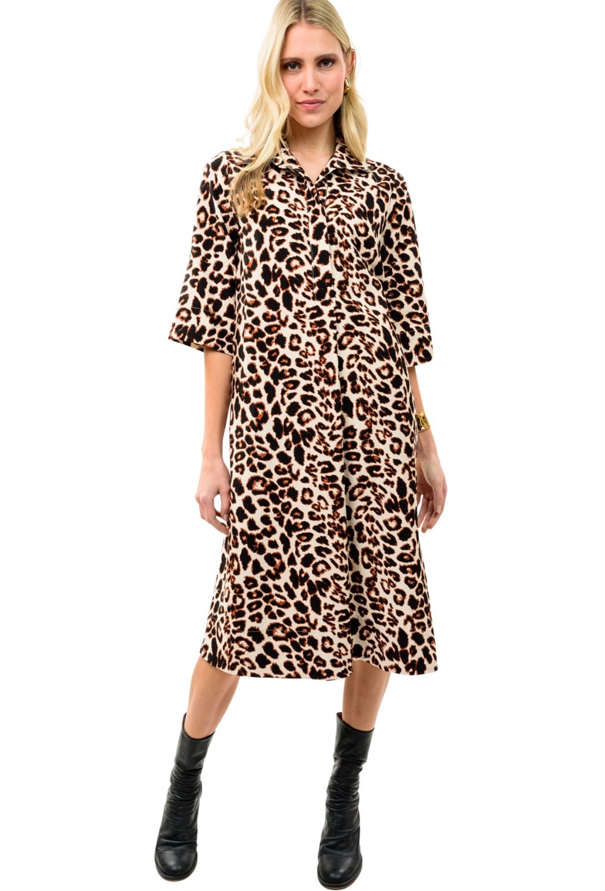 Uncle Frank Leopard Shifty Shirt Dress