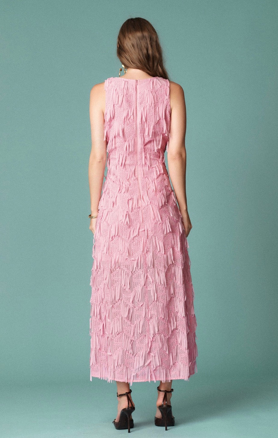 Endless Rose Ribbon Fringe Sleeveless Dress