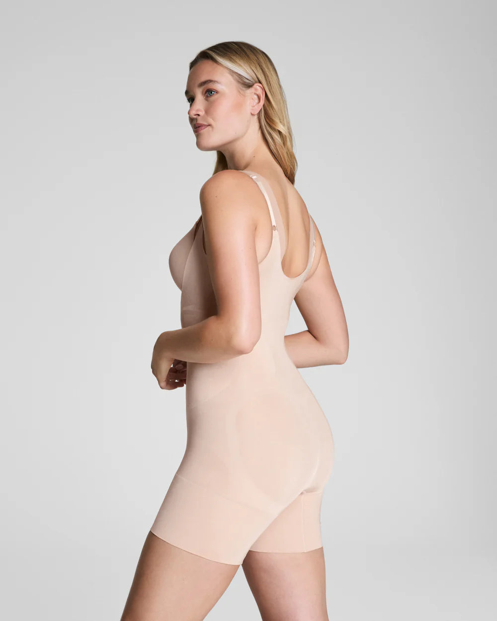 Spanx Open Bust Mid Thigh Bodysuit - Nude