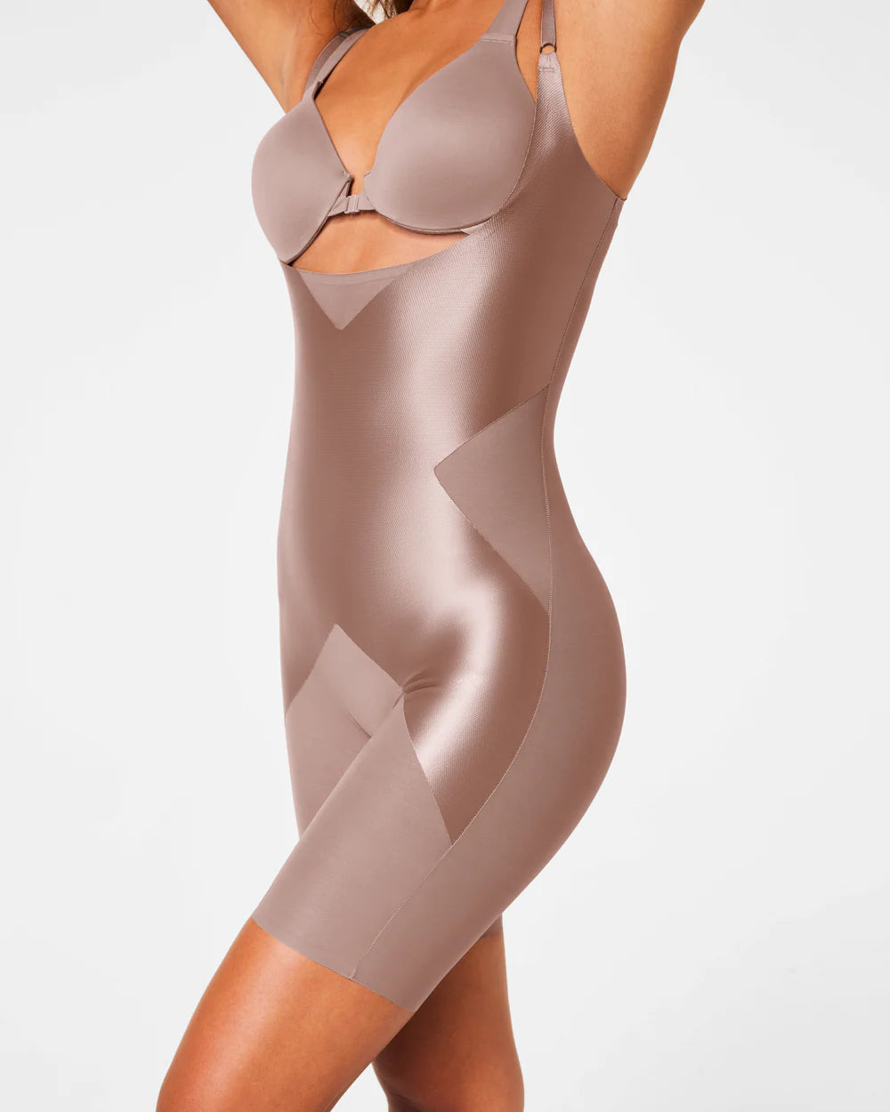 Spanx Open Bust X Mid Thigh Bodysuit - Cafe Au Lait