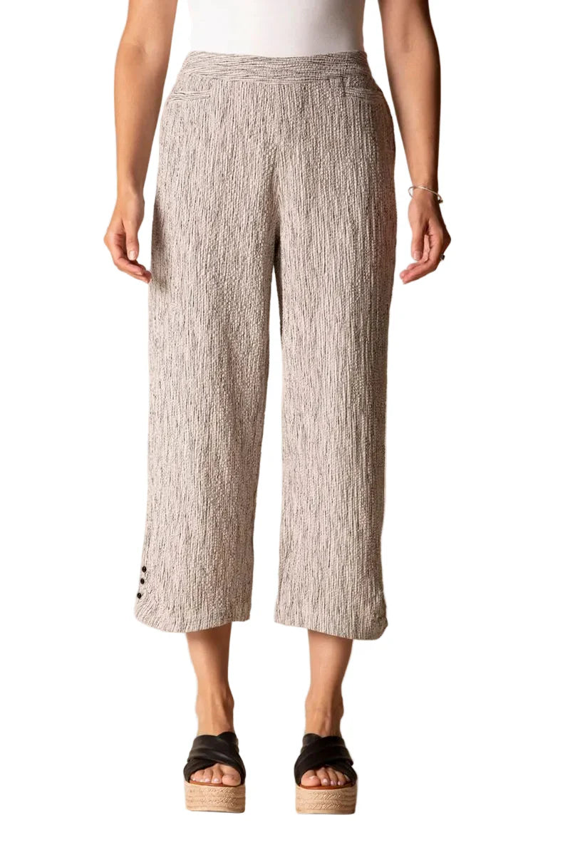 Crinkle Stripe Capri - Willow