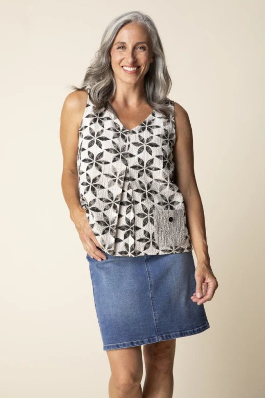 Crinkle Pleat Tank - Willow