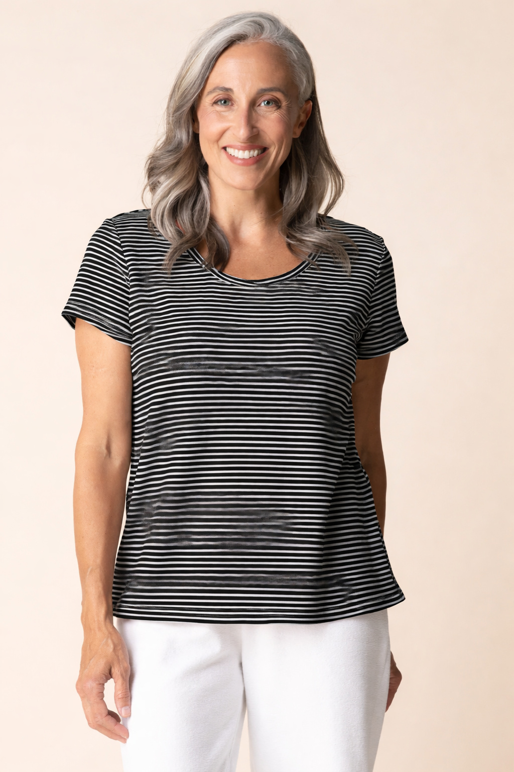 Pasadena Knit Stripe Tee - Black