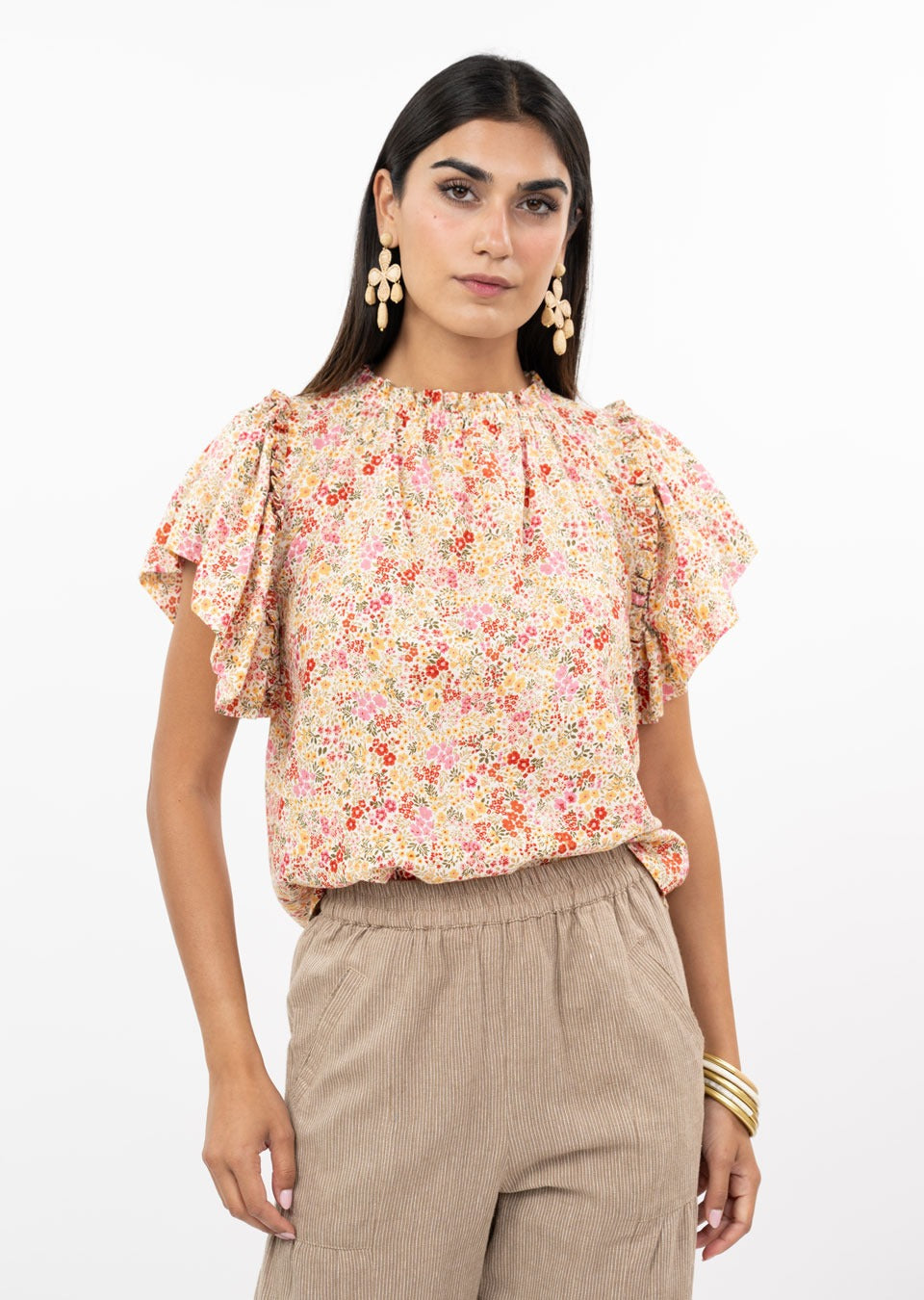 Ivy Jane Disty Flounce Sleeve Top