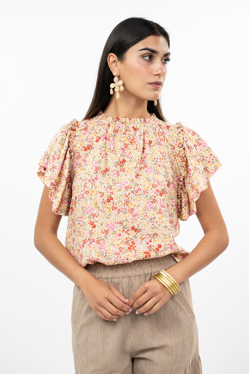 Ivy Jane Disty Flounce Sleeve Top