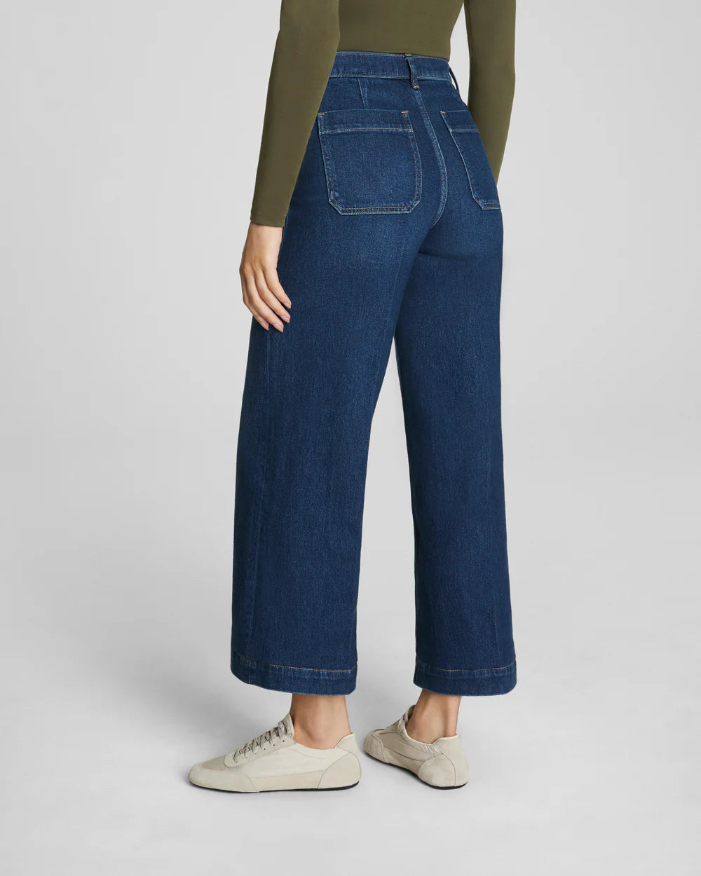 Spanxshape™ Authentic Cropped Wide Leg Jeans With Patch Pockets - Percy Wash