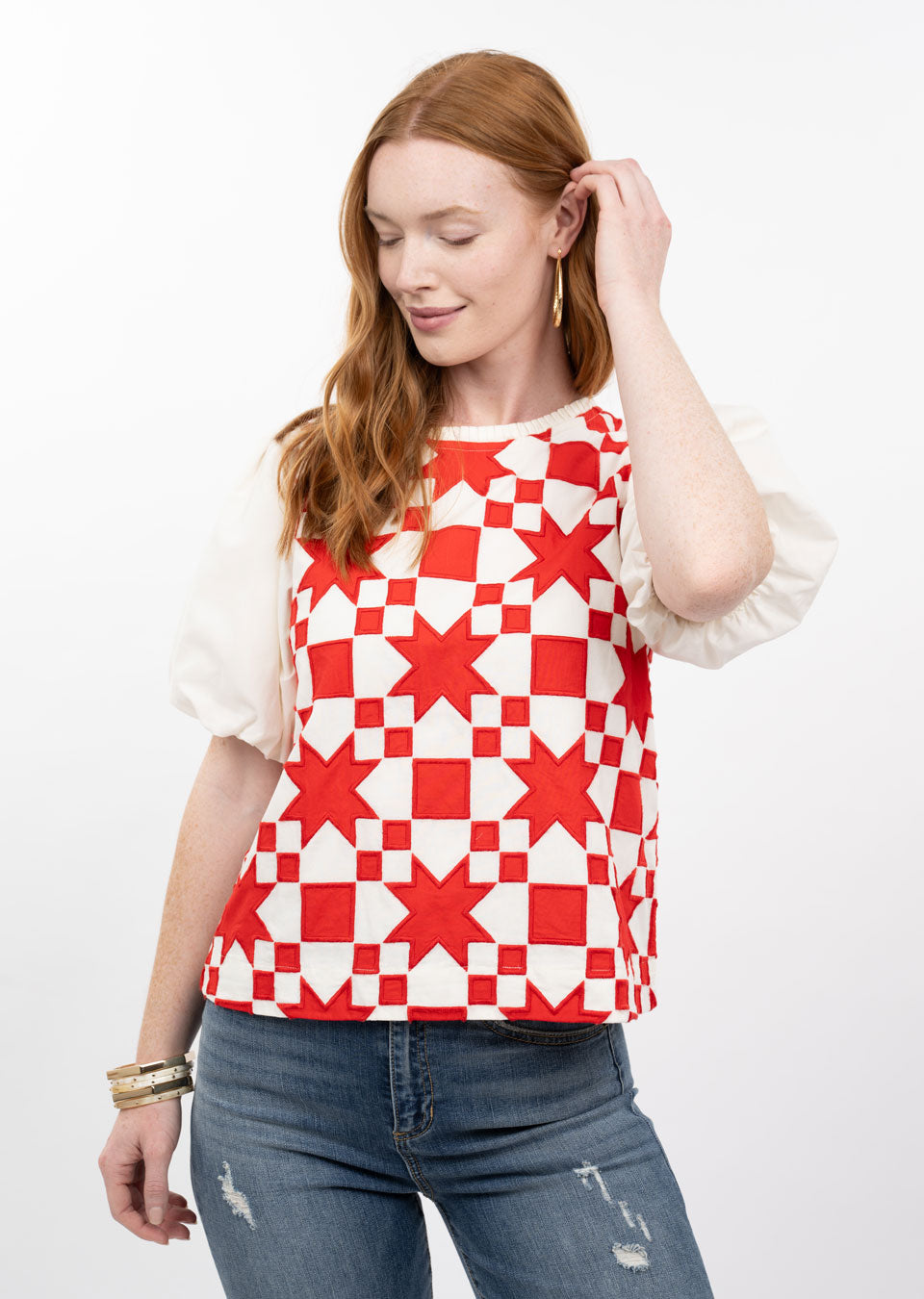 Ivy Jane Quilted Pouf Sleeve Top