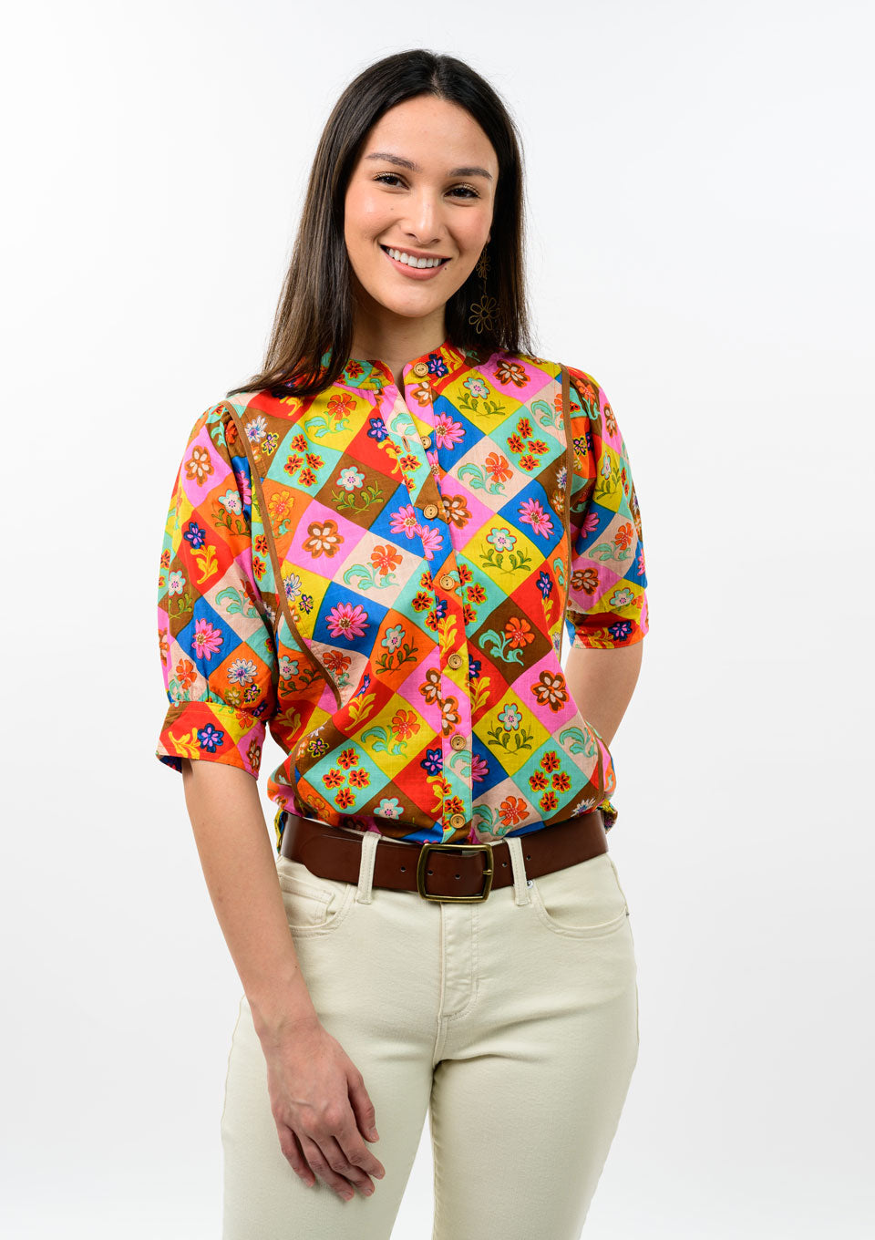 Ivy Jane Block Patch Floral Top