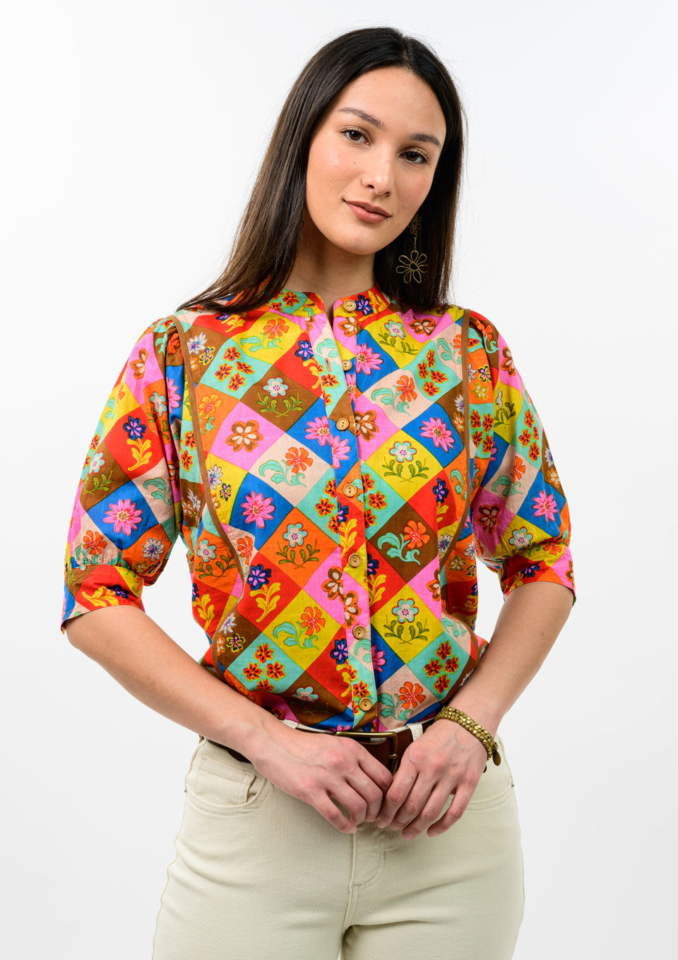 Ivy Jane Block Patch Floral Top