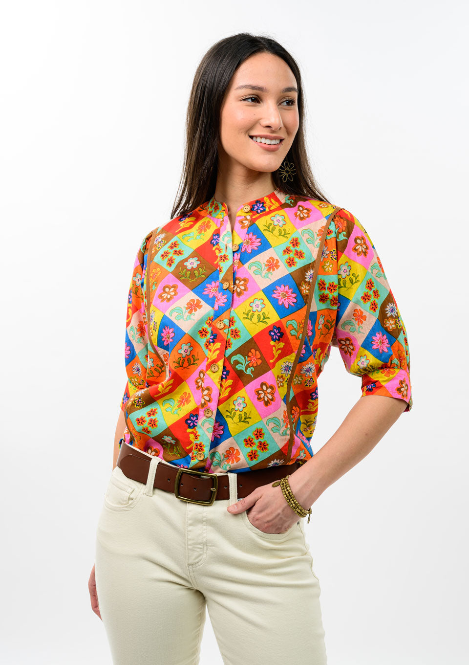 Ivy Jane Block Patch Floral Top