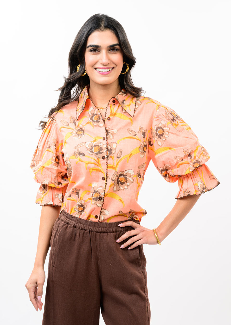 Ivy Jane Pointed Collar Poof Sleeve Shirt