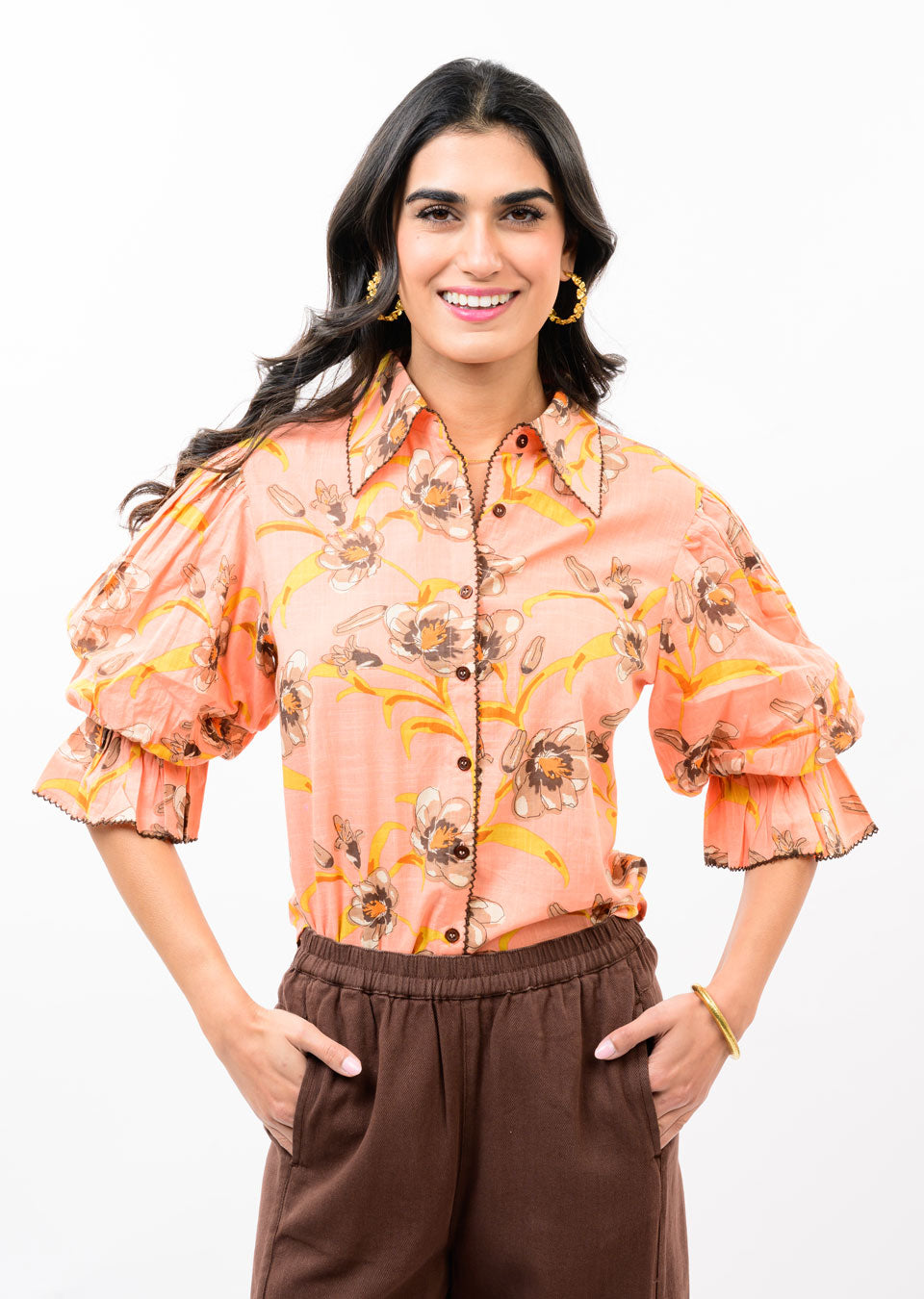 Ivy Jane Pointed Collar Poof Sleeve Shirt