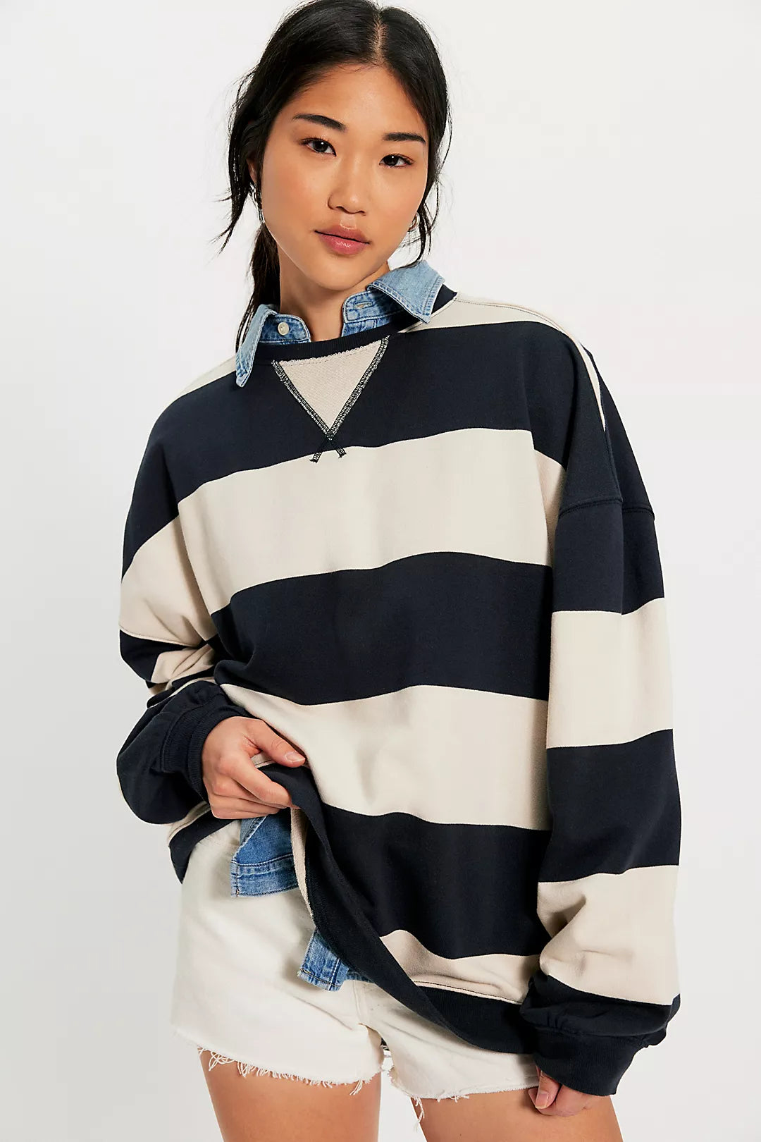 We The Free Classic Striped Oversized Crewneck