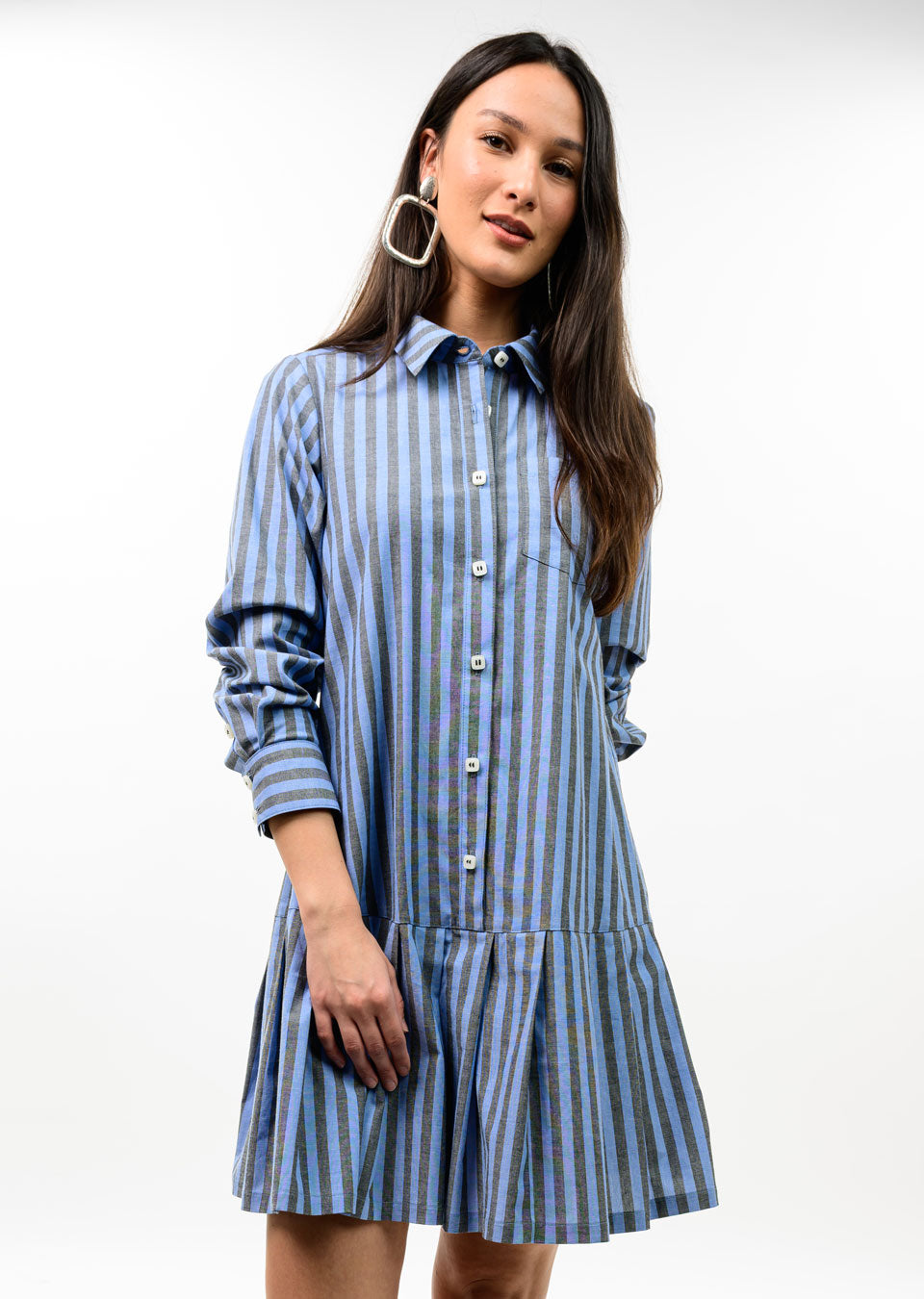 Uncle Frank Striped Pleated Skirt Dress