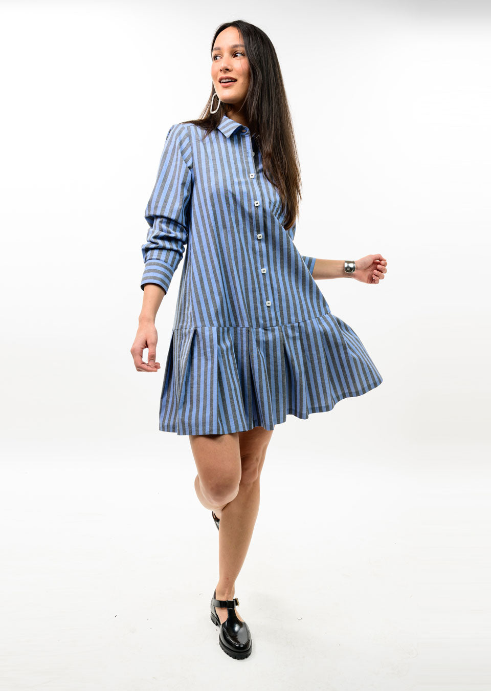 Uncle Frank Striped Pleated Skirt Dress