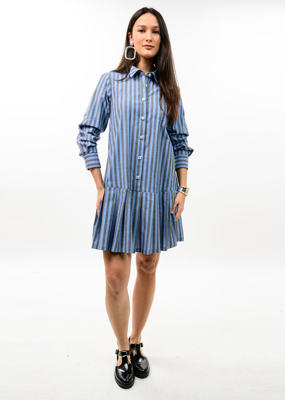 Uncle Frank Striped Pleated Skirt Dress