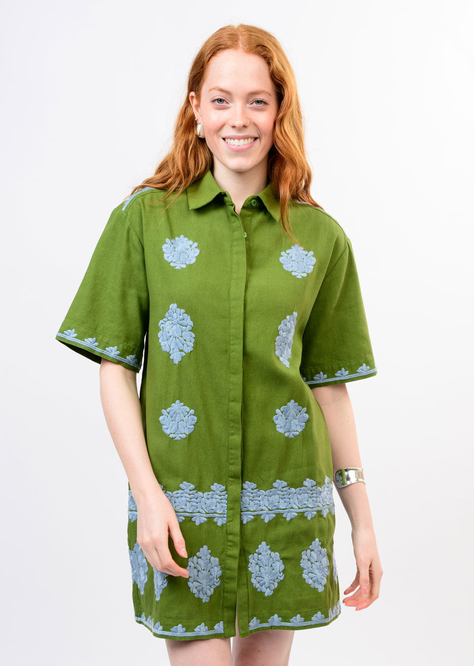 Uncle Frank Embroidered Shirt Dress