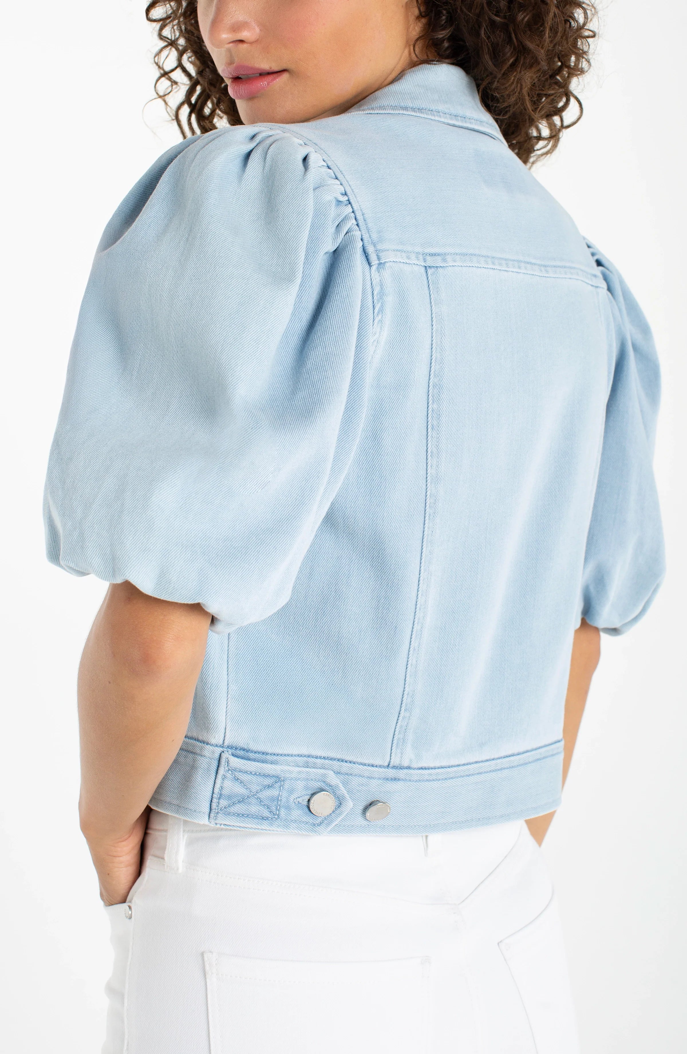 Puff Sleeve Cropped Trucker Jacket