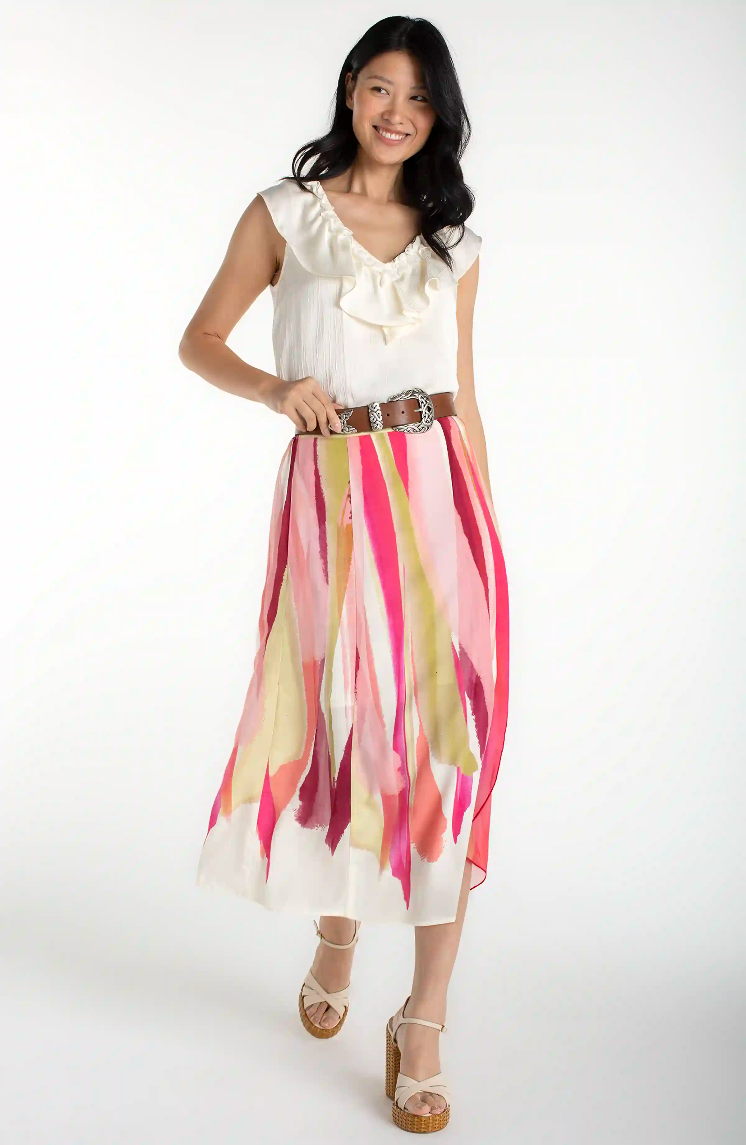 Pull On Woven Maxi Skirt