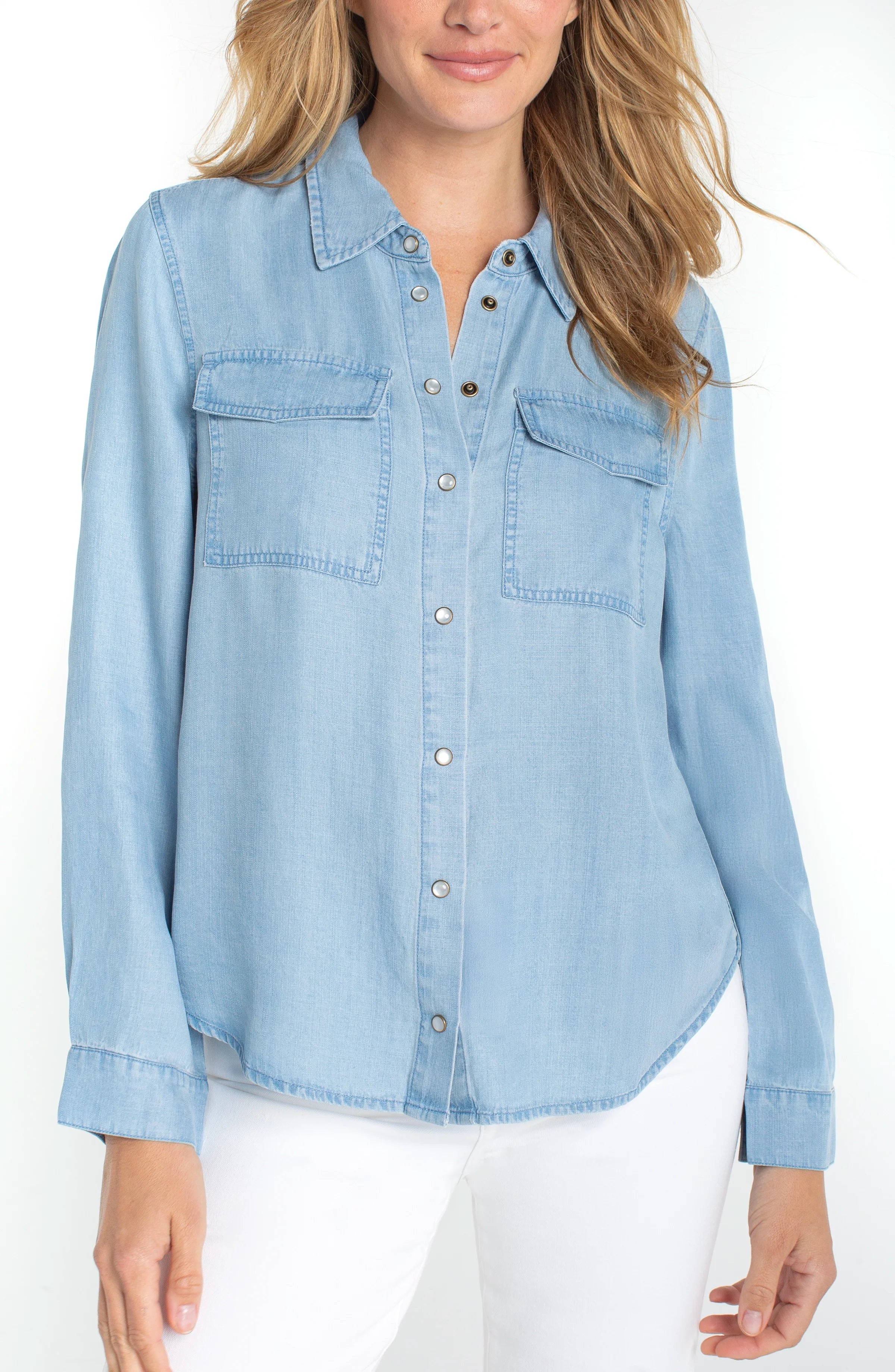 Denim Button Down Shirt With Pockets